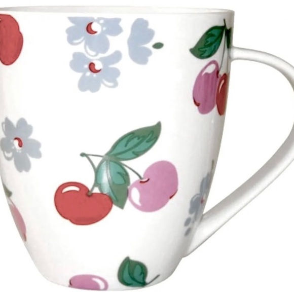 Cath Kidston Pink Red Cherry Print Porcelain Fine China 16oz. Mug Cup Gift - Picture 2 of 2